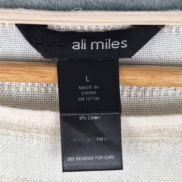 Ali Miles Top Large Linen Boho Gauze Beach Coastal Striped Lagenlook Travel - Picture 2 of 6